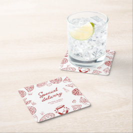 Porta-copo De Papel Quadrado Engraçado chá de fraldas especial de pizza