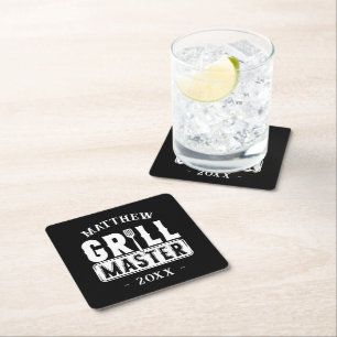 Porta-copo De Papel Quadrado Engraçado CHURRASCO Grill Mestre Personalizado Bar