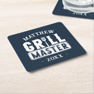 Porta-copo De Papel Quadrado Engraçado CHURRASCO Grill Mestre Personalizado Bar
