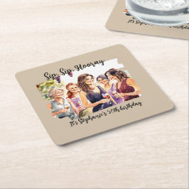 Porta-copo De Papel Quadrado Engraçado Queda Provando de vinho da mulher 50º an