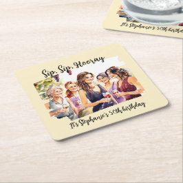 Porta-copo De Papel Quadrado Engraçado Queda Provando de vinho da mulher 50º an