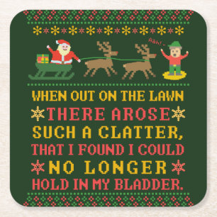 Porta-copo De Papel Quadrado Engraçado Twas the Night Antes do Natal Humoríst