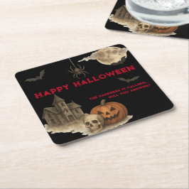 Porta-copo De Papel Quadrado Entre Se Você Atrever - Maldito Halloween De Casa