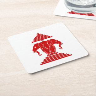 Porta-copo De Papel Quadrado Erawan Três Elefante De Cabeça Lao / Bandeira La