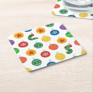 Porta-copo De Papel Quadrado Eric Carle   Padrão de Natal da lagarta