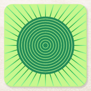 Porta-copo De Papel Quadrado Erupção Solar Geométrica Moderna - Esmeralda e Lim