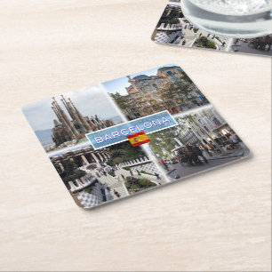 Porta-copo De Papel Quadrado ES Barcelona - Sagrada Família - Casa Batllo