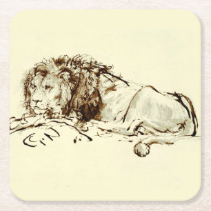 Porta-copo De Papel Quadrado Esboço da tinta de Rembrandt do vintage/desenho d