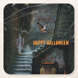 Porta-copo De Papel Quadrado Escadaria Assombrada de Halloween