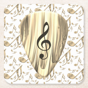 Porta-copo De Papel Quadrado Escolha de Música Dourada – Arte em Clave de Sol