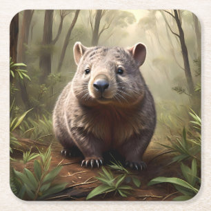 Porta-copo De Papel Quadrado "Escondido no mato: um wombat australiano na natur