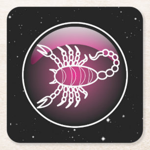 Porta-copo De Papel Quadrado Escorpião Zodiac Roxo