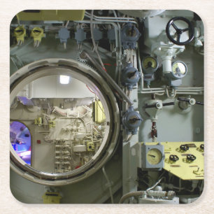 Porta-copo De Papel Quadrado escotilha de um antigo submarino retrô