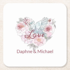Porta-copo De Papel Quadrado Escrito Elegante Rustic Modern Chic Heart Script