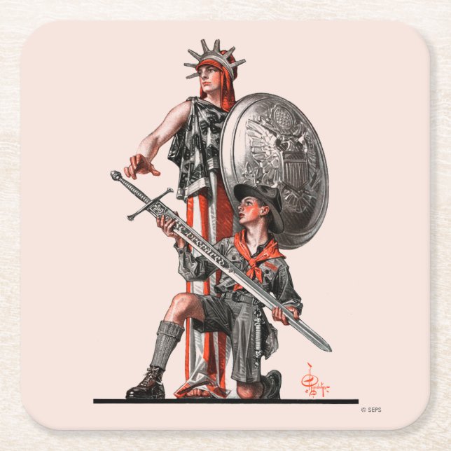 Porta-copo De Papel Quadrado Escuteiro e Liberdade (Frente)