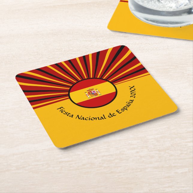 Porta-copo De Papel Quadrado Espanha Hispânica de Celebração do Dia Nacional Es (Inclinado)