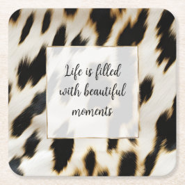 Porta-copo De Papel Quadrado Espinho Dourado branco preto