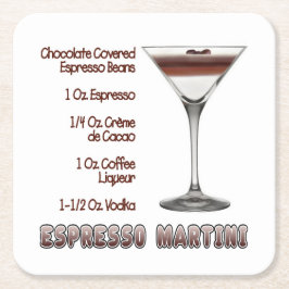 Porta-copo De Papel Quadrado Espresso Martini Cocktail Recebe Arte