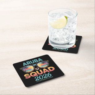 Porta-copo De Papel Quadrado Esquadra de Aruba 2026 Retro