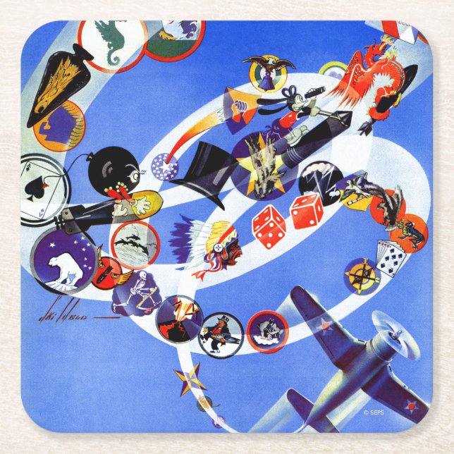 Porta-copo De Papel Quadrado Esquadrão Insignia (Frente)