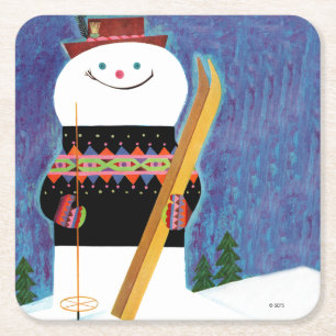 Porta-copo De Papel Quadrado Esquis para o boneco de neve