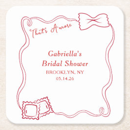 Porta-copo De Papel Quadrado Esse é o Chá de panela Amore Drawn Pasta Itália