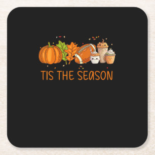Porta-copo De Papel Quadrado Esta É A Época De Futebol Pumpkin, Escreve Tudo F