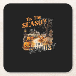 Porta-copo De Papel Quadrado Esta É A Época De Spooky Queda De Halloween Retro