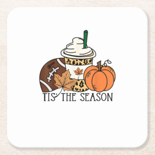 Porta-copo De Papel Quadrado Esta É A Época Pumpkin, Mim De Futebol De Ação De 