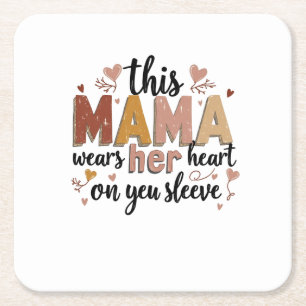 Porta-copo De Papel Quadrado Esta mamã Veste o coração na Capa