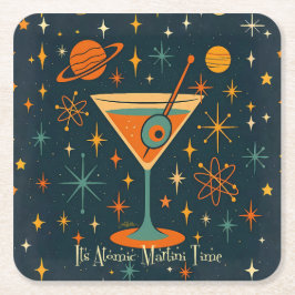 Porta-copo De Papel Quadrado Está na Hora do Martini Atômico Estrelas Cósmicas