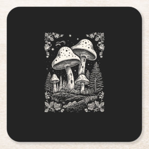 Porta-copo De Papel Quadrado Estética Cottagecore Cogumelo Goblincore Micologia