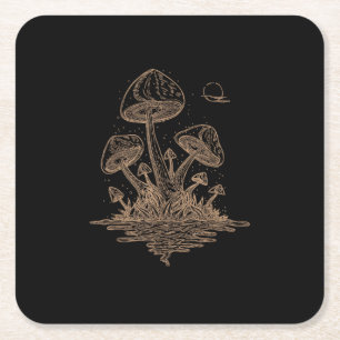 Porta-copo De Papel Quadrado Estética Cottagecore Cogumelos Fungos Goblincore