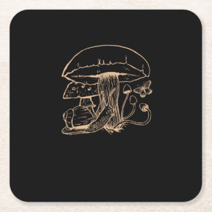 Porta-copo De Papel Quadrado Estética Cottagecore Goblincore Cogumelo Caracol