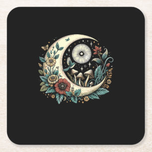 Porta-copo De Papel Quadrado Estético Goblincore Cottagecore Cogumelo Minimal 
