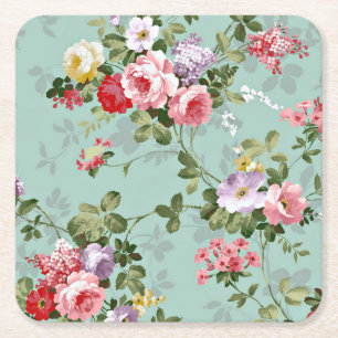 Porta-copo De Papel Quadrado Estilo de Vintage do Rosa vermelha Amarelo Rosa