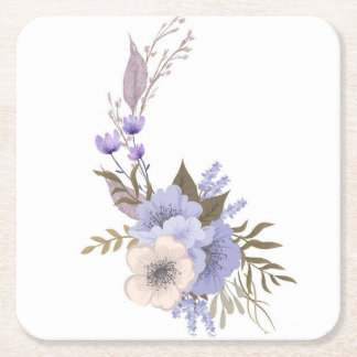 Porta-copo De Papel Quadrado Estilo floral boutique roxo