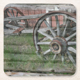 Porta-copo De Papel Quadrado Estilo Wester - Porta copos Rustic Wagon Wheel