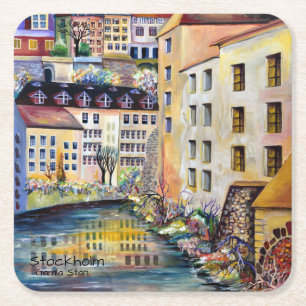 Porta-copo De Papel Quadrado Estocolmo Gamla Stan - Cidade Antiga