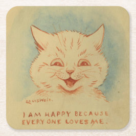 Porta-copo De Papel Quadrado Estou Feliz Porque Todo Mundo Me Ama (Gatinho Feli