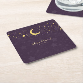 Porta-copo De Papel Quadrado Estrela Celestial do Casamento Céu Estrelado