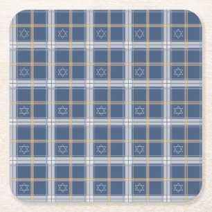 Porta-copo De Papel Quadrado Estrela de David Xadrez Azul