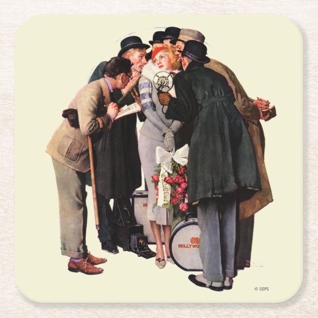 Porta-copo De Papel Quadrado Estrela de Hollywood (Frente)