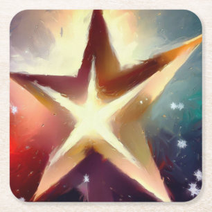Porta-copo De Papel Quadrado Estrela de Natal 4