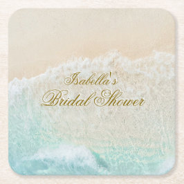 Porta-copo De Papel Quadrado Estrela do Mar e Conchas Chuveiro de Noiva Tropica