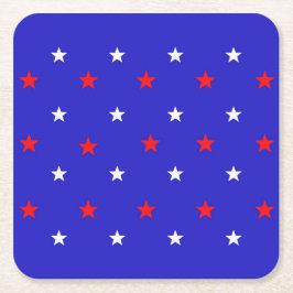 Porta-copo De Papel Quadrado Estrelas brancas e vermelhas - Padrão do céu estre