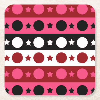 Porta-copo De Papel Quadrado Estrelas do Círculo Branco Cor-de-rosa - Design