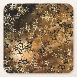 Porta-copo De Papel Quadrado Estrelas Dourados