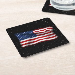 Porta-copo De Papel Quadrado Estrelas e Stripes Bandeira Americana Patriótica