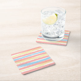 Porta-copo De Papel Quadrado Estrias de Água Azul Cor-de-Rosa Amarelo